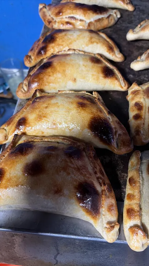 Empanadas de horno recién doradas, hechas en familia